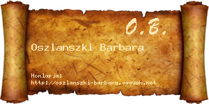 Oszlanszki Barbara névjegykártya